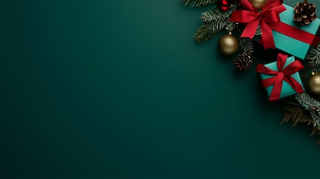 Festive Christmas background filled with colorful presents and decorations for holiday greetings photo