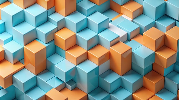 Abstract geometric background in light blue and orange colors photo
