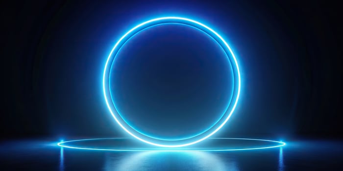 Abstract futuristic glowing blue neon circle background photo