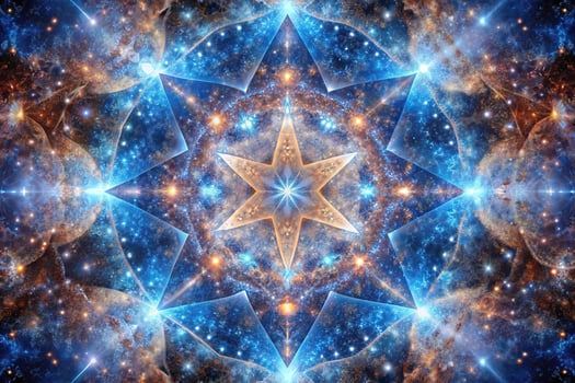 Abstract galaxy background with symmetrical exploding stars photo