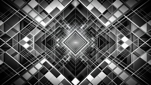 Abstract geometric background with leading lines and black and white squares photo