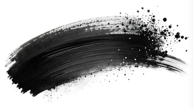 Abstract fisheye brush stroke on white background with splatters photo