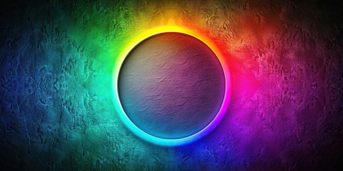 Abstract circle with bright colors and dark noisy texture wallpaper photo