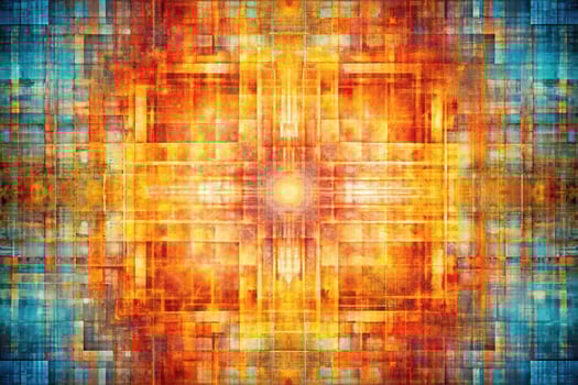 abstract art painting with grid pattern and warm cool colors photo