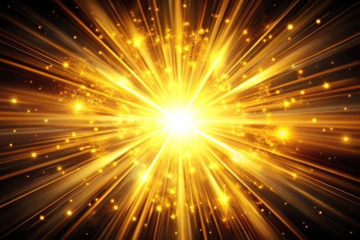 Abstract background of bright golden and yellow light on black background photo