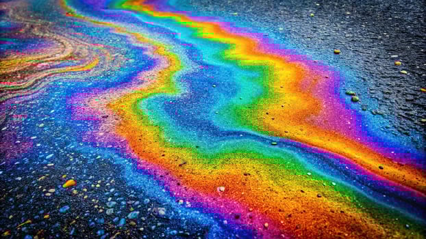 Abstract background of a colored oil stain on asphalt photo