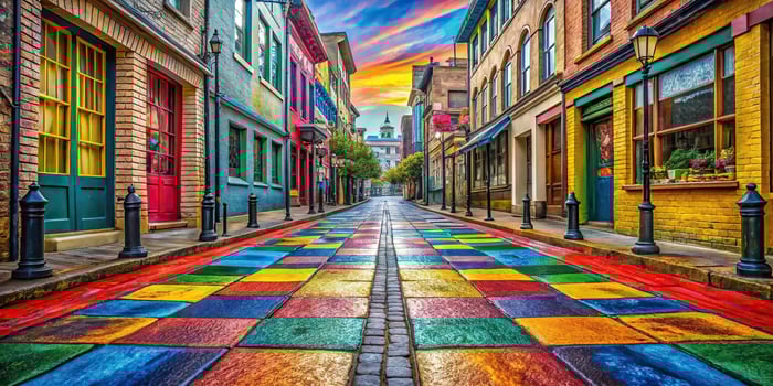 Abstract colorful pavement painting photo