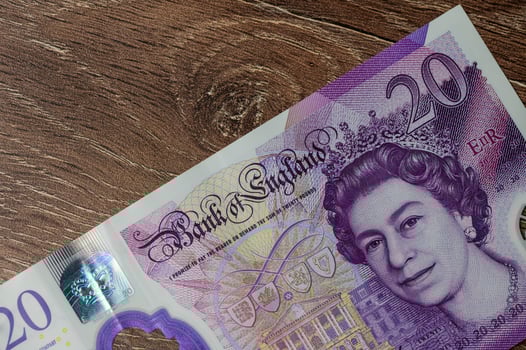 Great Britain money, British pounds on the table, close up, financial business concept, English currency photo