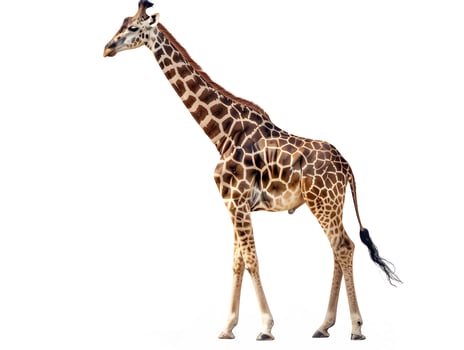 Giraffe standing, isolated on a white background photo