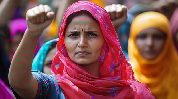Empowered Woman Leading Passionate Protest for Social Justice and Change photo