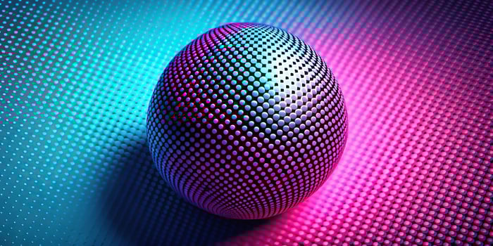 Abstract aerial design with pink, black, and blue halftone pattern photo
