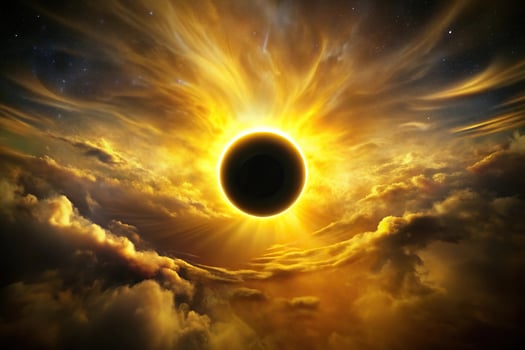 A black hole in the sky illuminated by a brilliant yellow light photo