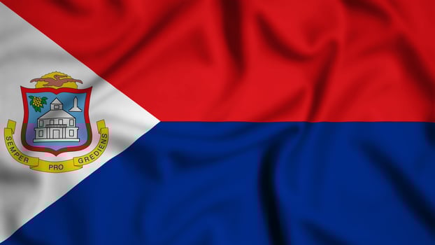 Sint Maarten flag waving in the wind background illustration, silk photo