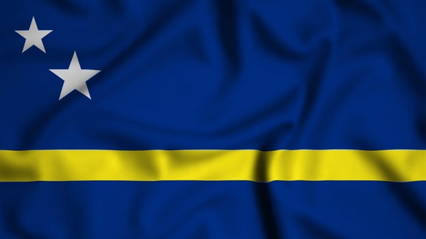Curacao flag waving in the wind background illustration, silk photo