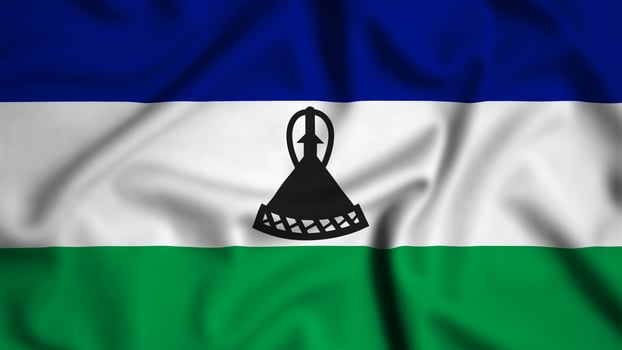 Lesotho flag waving in the wind background illustration, silk photo