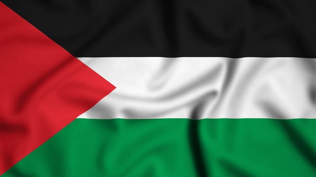Palestine flag waving in the wind background illustration, silk photo