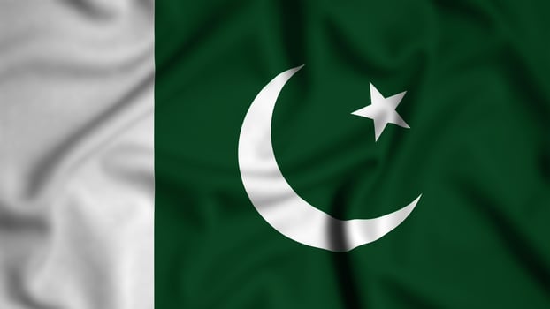 Pakistan flag waving in the wind background illustration, silk photo