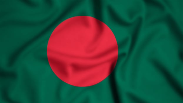 Bangladesh flag waving in the wind background illustration, silk photo