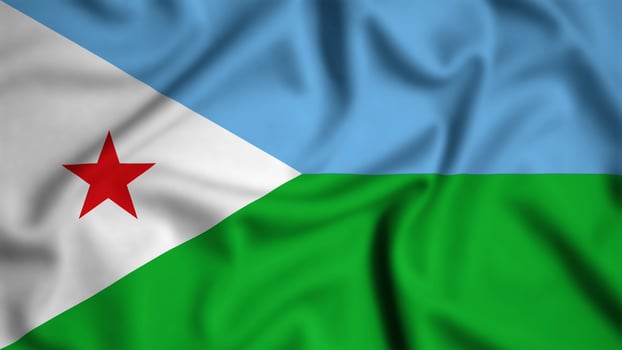 Djibouti flag waving in the wind background illustration, silk photo