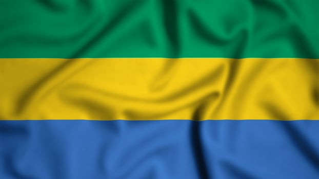 Gabon flag waving in the wind background illustration, silk photo