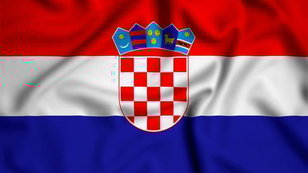 Croatia flag waving in the wind background illustration, silk photo