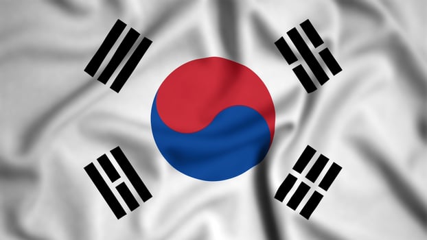 South Korea flag waving in the wind background illustration, silk photo