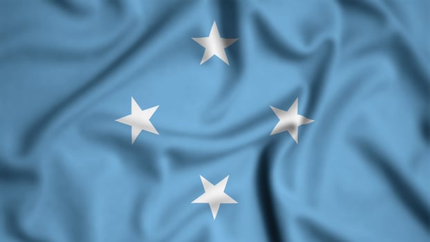 Federated States of Micronesia flag waving in the wind background illustration, silk photo