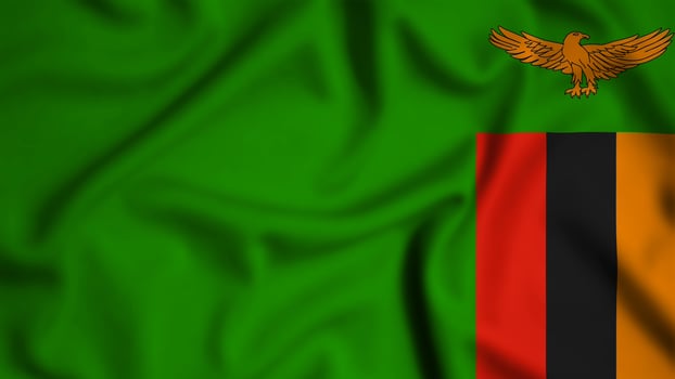 Zambia flag waving in the wind background illustration, silk photo