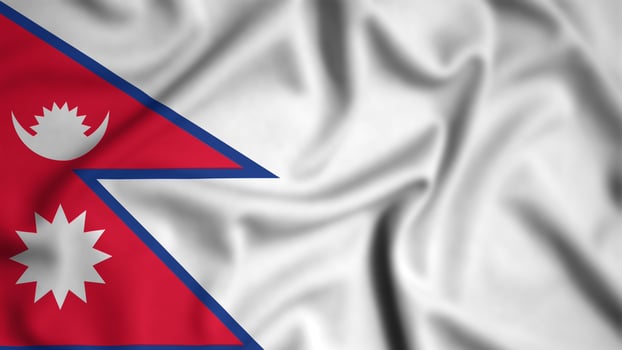 Nepal flag waving in the wind background illustration, silk photo