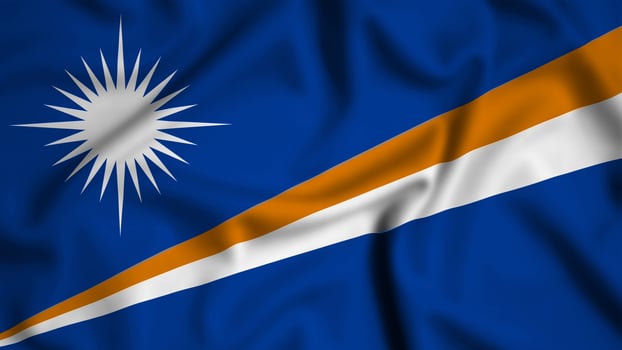MarshallIslands flag waving in the wind background illustration, silk photo