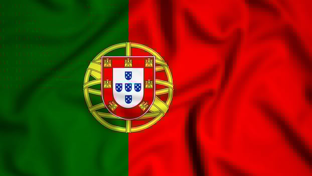 Portugal flag waving in the wind background illustration, silk photo