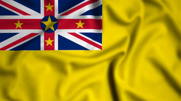 Niue flag waving in the wind background illustration, silk photo