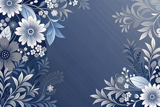Abstract background with sleek floral patterns in gray white and navy blue palette photo