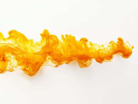 A mesmerizing display of yellow smoke ascends in soft, swirling tendrils, transitioning through bright hues to lighter shades against a clean white background, evoking a feeling of creativity. photo