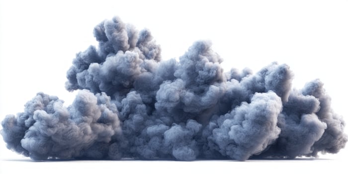 A mesmerizing blue smoke plume twists upward, creating a captivating dance against a clean white background. The dynamic shades blend seamlessly, evoking a sense of beauty and fluid motion. photo