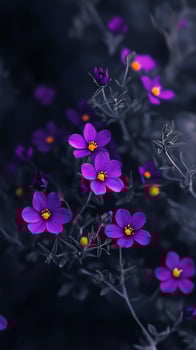 Captivating purple flower dramatic photo effect dark blurred background portrait style