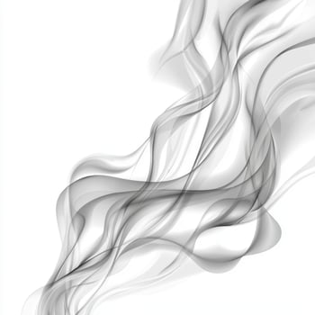 Soft gray smoke wisps ascend from the base, creating an ethereal effect against a stark white background. The delicate hues gradually fade, enhancing the serene atmosphere. photo