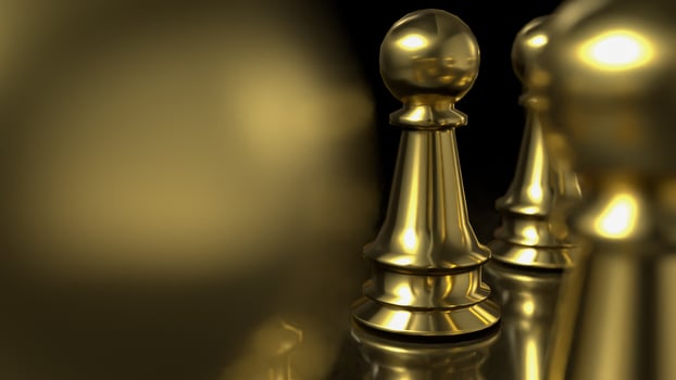 The Gold chess on Black Background for Businesss 3d rendering. photo