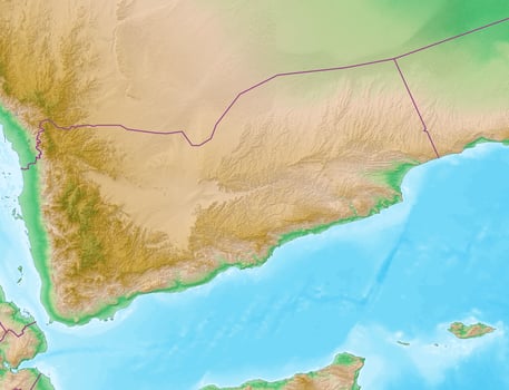 Blank physical topographic map of Yemen photo