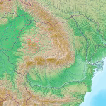 Blank physical topographic map of Romania photo