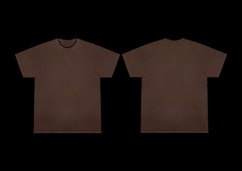 Blank t-shirt brown template front and back view. Short Sleeve mock-up photo