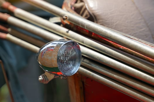 Side lights of old tricycle, vehicles of Thai people in ancient times. Soft and selective focus photo