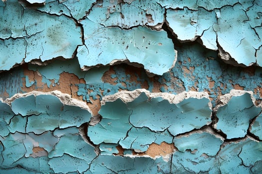 Chipped Blue Paint on Textured Wall - Vintage Decay, Rustic Background for Artistic Design photo