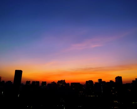 The beautiful sunset over city. photo