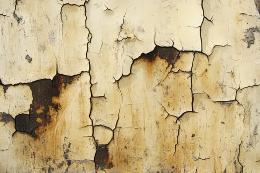 Cracked and Peeling Yellow Paint on a Wall photo