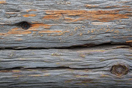 Close-up of Weathered Wood with Knots and Lichen photo