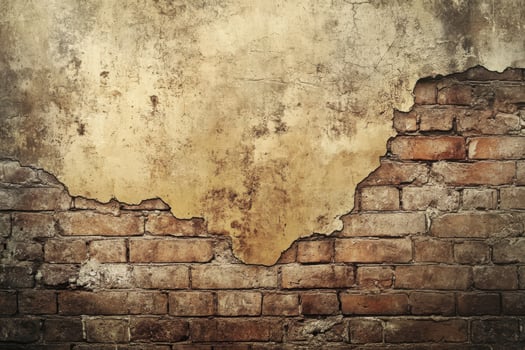 Weathered Brick Wall with Peeling Plaster photo