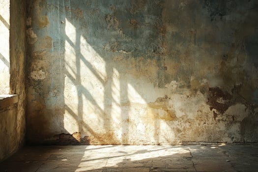 Sunbeams Illuminating a Distressed Wall and Floor photo