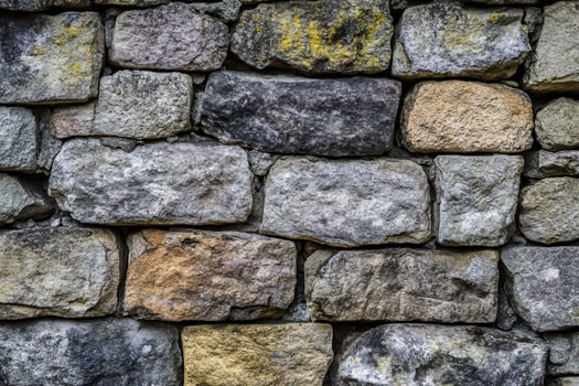 Rough Stone Wall with Irregularly Shaped Stones photo
