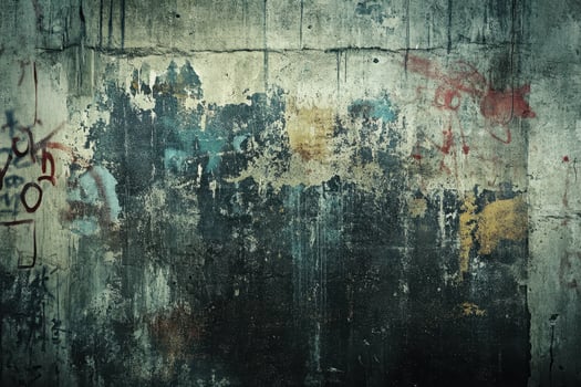 Weathered Concrete Wall with Graffiti and Paint Flakes photo